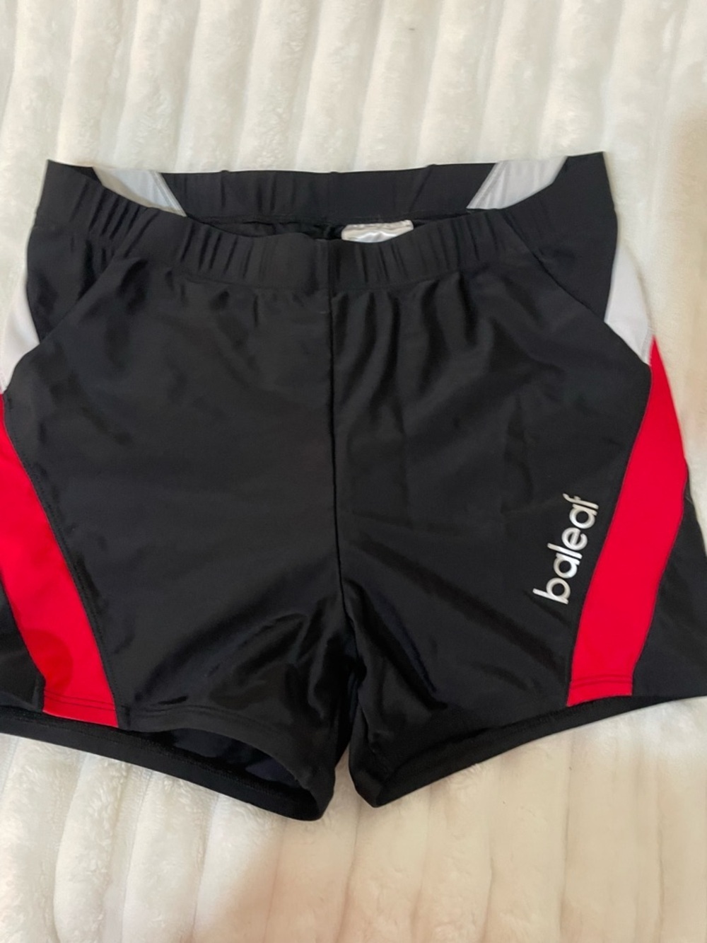Baleaf Black Shorts with Red Accents and White Trim